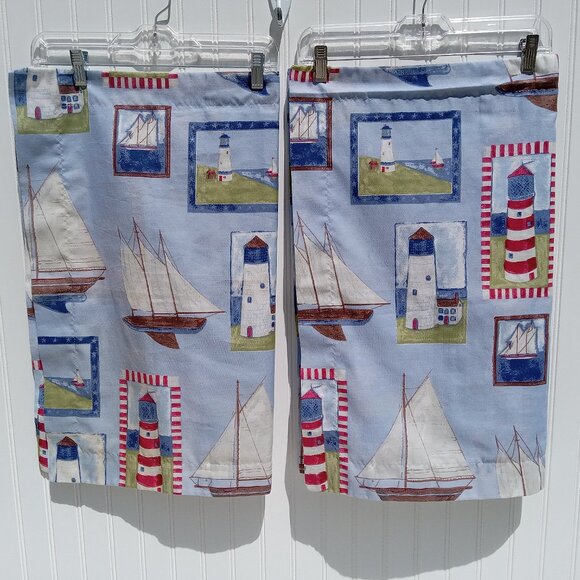 WESTPOINT STEVENS Standard Pillow Shams Sailboat Lighthouses Covers Vintage PAIR - Picture 1 of 9